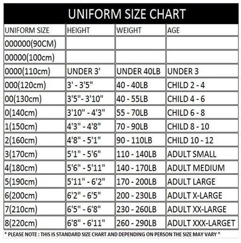 Taekwondo Uniform - Available in different sizes